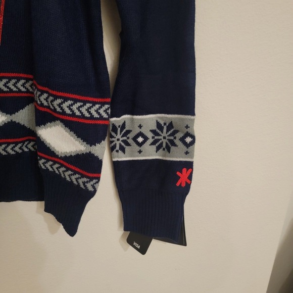 NFL Team Apparel Patriots Gronkowski Christmas Sweater Sequin Football LG NEW - Picture 5 of 9